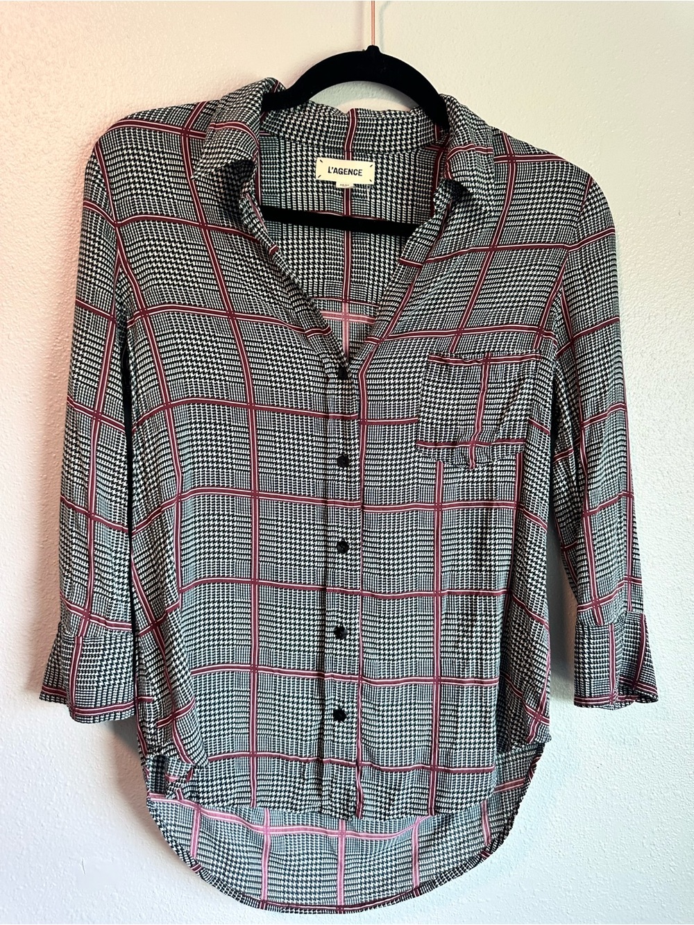 L'AGENCE Ryan plaid blouse in color Autumn Pfeiffer Plaid